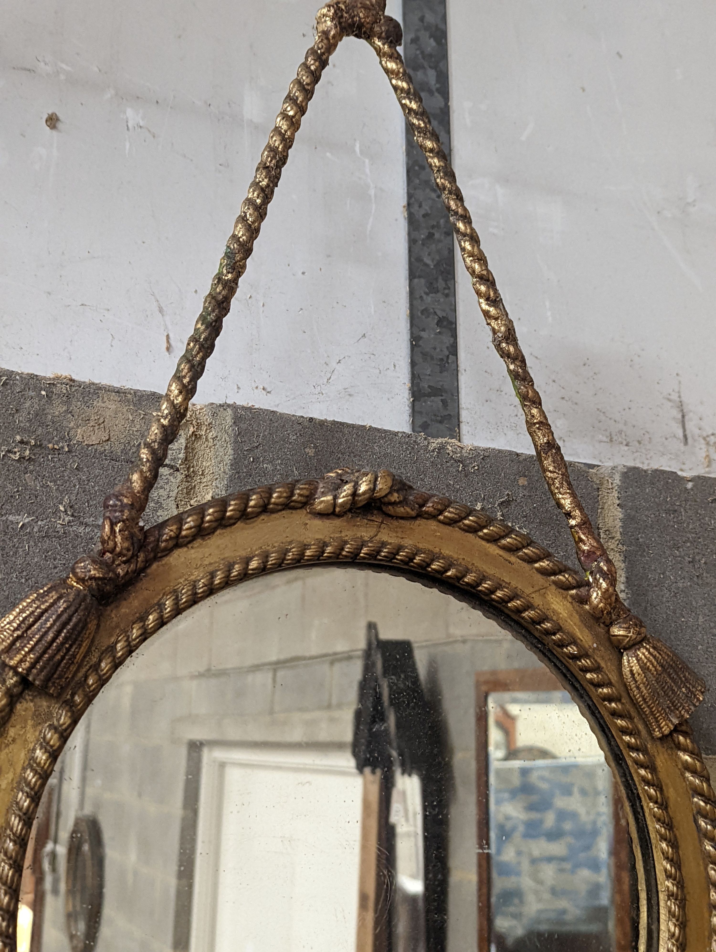 A Victorian style gilt gesso girandole with circular plate, height 80cm